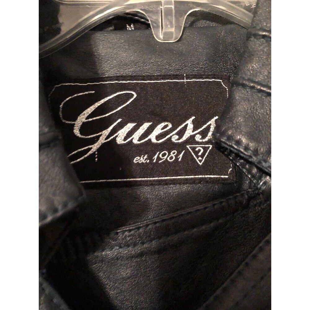 NEW Guess Womens Med Moto Jacket Faux Leather Blue Jade w/ Belt Asymmetrical Zip - Picture 5 of 5